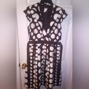 PS Style Polka Dot Black And White Sleeveless Midi A-Line Dress Size 12 NWT